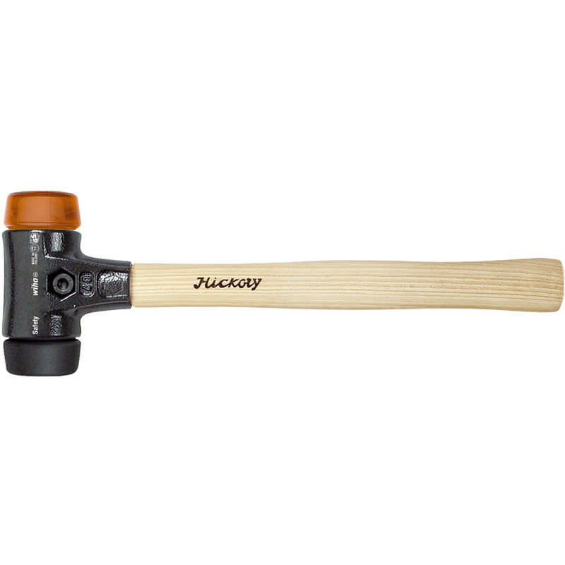 foto del prodotto wiha mazzuola safety, semimorbida dura con manico di hickory, testa battente rotonda 40, 325 mm 26612 