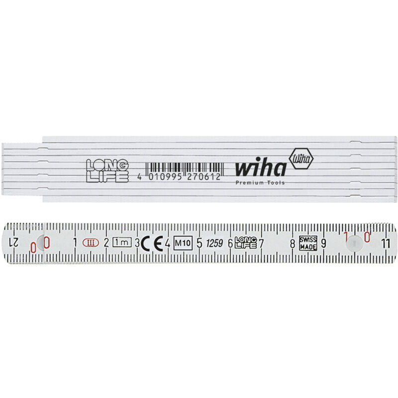 foto del prodotto wiha metro a stecche longlife, 1 m metrico, 10 stecche 13 mm 27062 