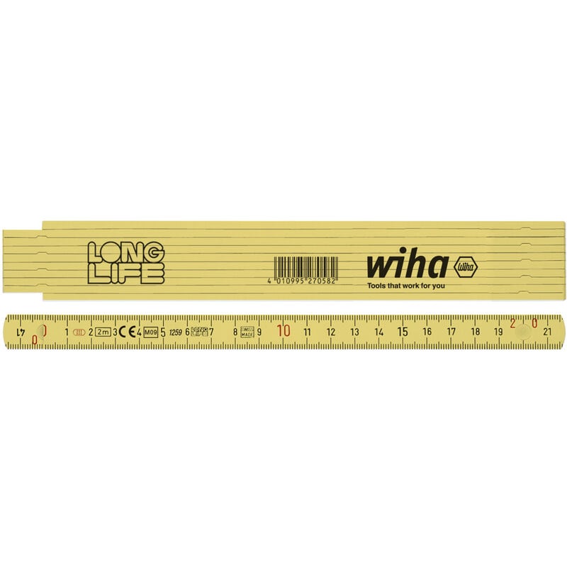 foto del prodotto wiha metro a stecche longlife, 2 m metrico, 10 stecche 15 mm 27058 