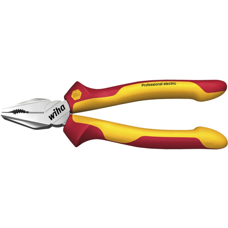 foto del prodotto wiha pinza universale professional electric con dynamicjoint e optigrip con tagliente extra lungo 180 mm, 7 27418 