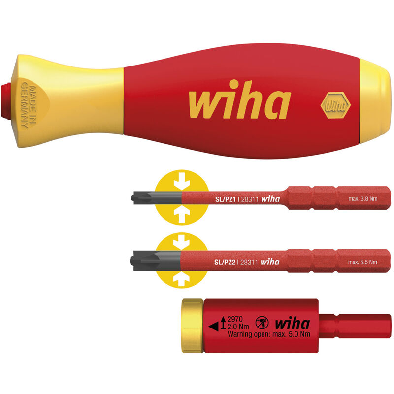 foto del prodotto wiha set di adattatore dinamometrico easytorque electric 2,0 nm con supporto slimvario e slimbit sl pz, 4 pz. 41477 
