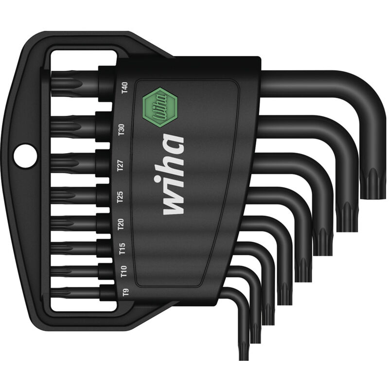 foto del prodotto wiha set di chiavi a brugola in supporto classic torx 8 pz. corta, ossidazione nera 36461 