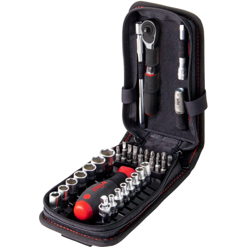 foto del prodotto wiha set di chiavi a tubo e inserti 1 4 39 pz. in borsa funzionale con clip per cintura 44684 
