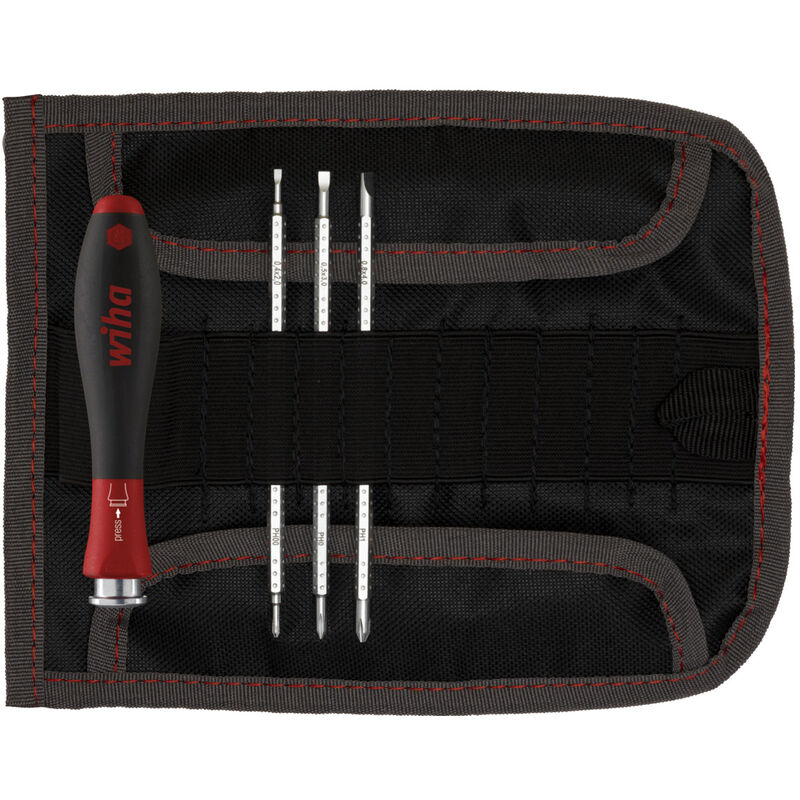 foto del prodotto wiha set di giravite con lame di ricambio system 4 a taglio, phillips, 5 pz. con borsa avvolgibile 00613 
