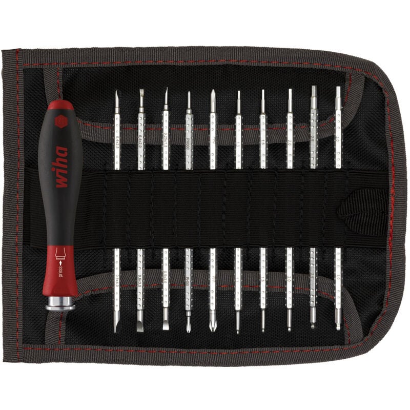 foto del prodotto wiha set di giravite con lame di ricambio system 4 assortito, 12 pz con borsa avvolgibile 00610 