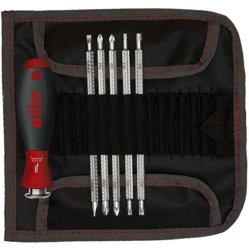 foto del prodotto wiha set di giravite con lame di ricambio system 6 assortiti 7 pz. con borsa avvolgibile 32298 