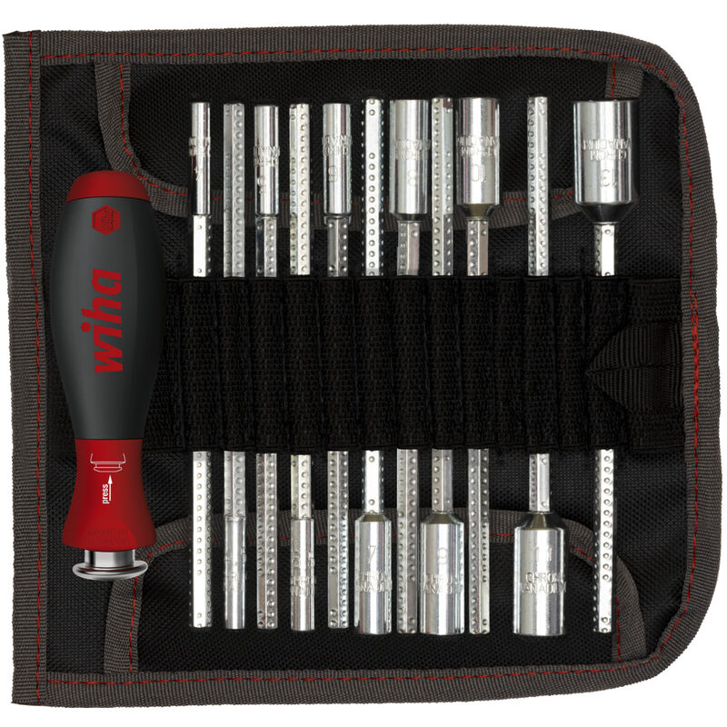 foto del prodotto wiha set di giravite con lame di ricambio system 6 chiave a tubo esagonale, 13 pz. con borsa avvolgibile 27713 
