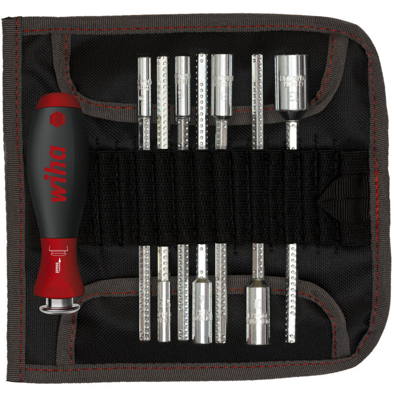 foto del prodotto wiha set di giravite con lame di ricambio system 6 chiave a tubo esagonale, 9 pz. con borsa avvolgibile 27712 