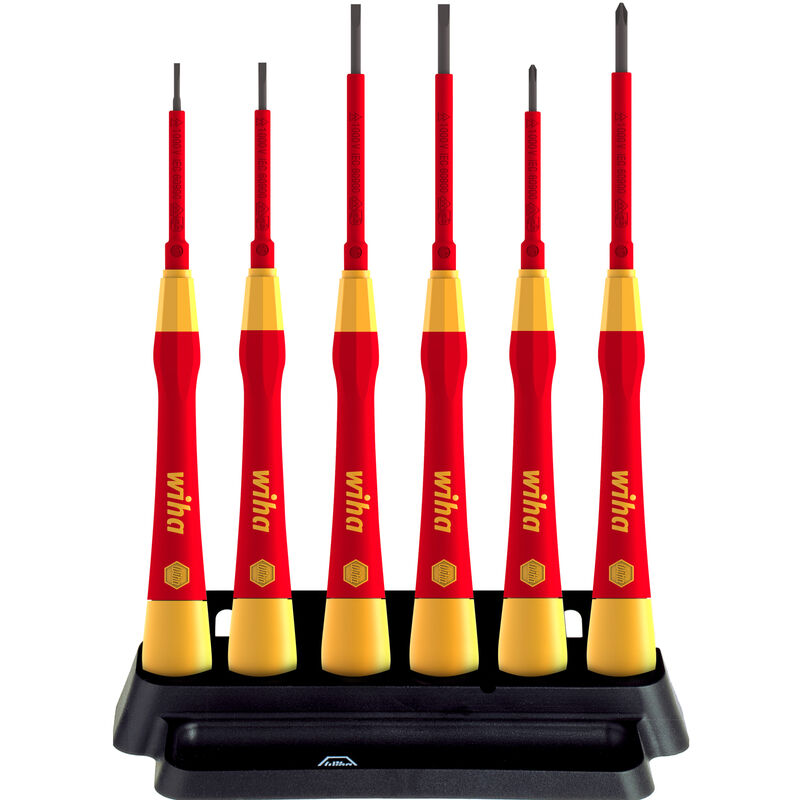 foto del prodotto wiha set di giravite di precisione picofinish electric a taglio, phillips 7 pz. con supporto 42989 