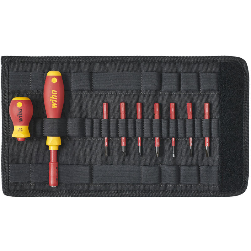 foto del prodotto wiha set di giravite e inserti slimvario a taglio, phillips, pozidriv 10 pz. con borsa pieghevole 41232 