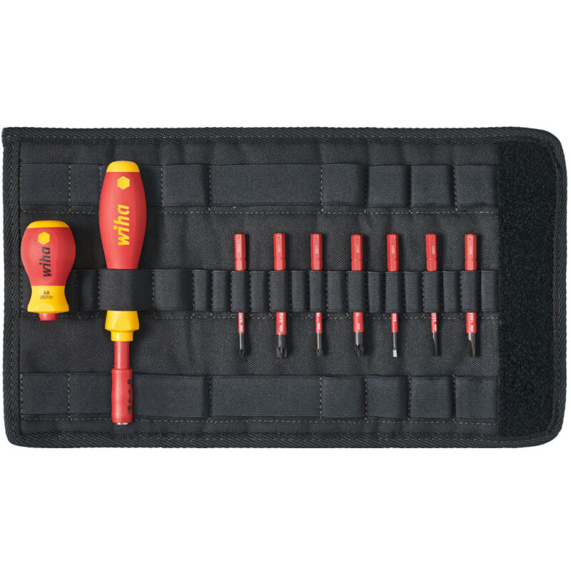 foto del prodotto wiha set di giravite e inserti slimvario a taglio, pozidriv positivo negativo pozidriv 10 pz. con borsa pieghevole 41233 