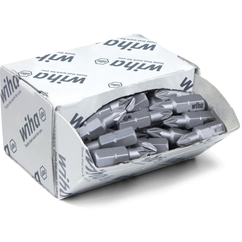 foto del prodotto wiha set di inserti standard 25 mm pozidriv pz1 , 50 pz., 1 4 c6,3, in confezione grande 08056 