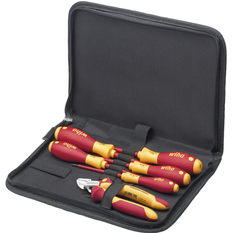 foto del prodotto wiha set di utensili da elettricista giravite, tronchese 7 pz. con custodia a libro 33969 