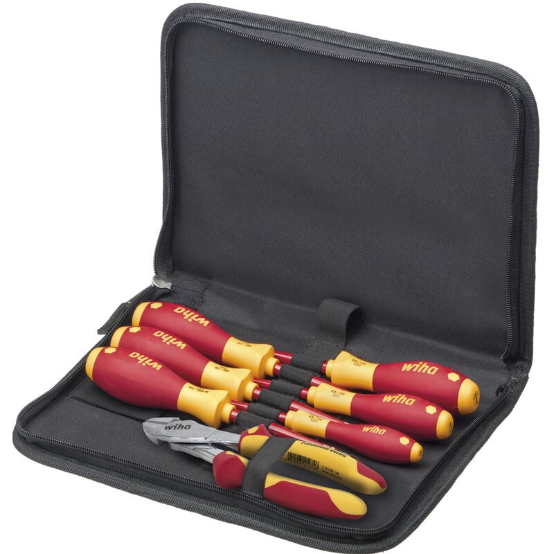 foto del prodotto wiha set di utensili da elettricista giravite, tronchese a grande effetto 8 pz. con custodia a libro 38020 