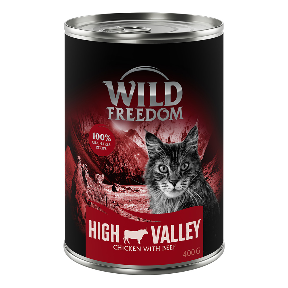 foto del prodotto wild freedom adult 6 x 400 g senza cereali umido per gatto high valley ex farmlands manzo pollo
