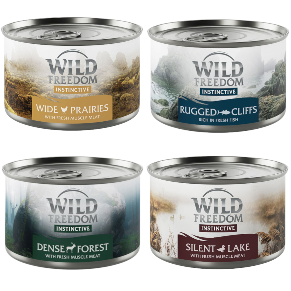 foto del prodotto wild freedom instinctive 6 x 140 g umido per gatto misty mountains mix 2x pollo, 2x tonno, 1x cervo, 1x anatra