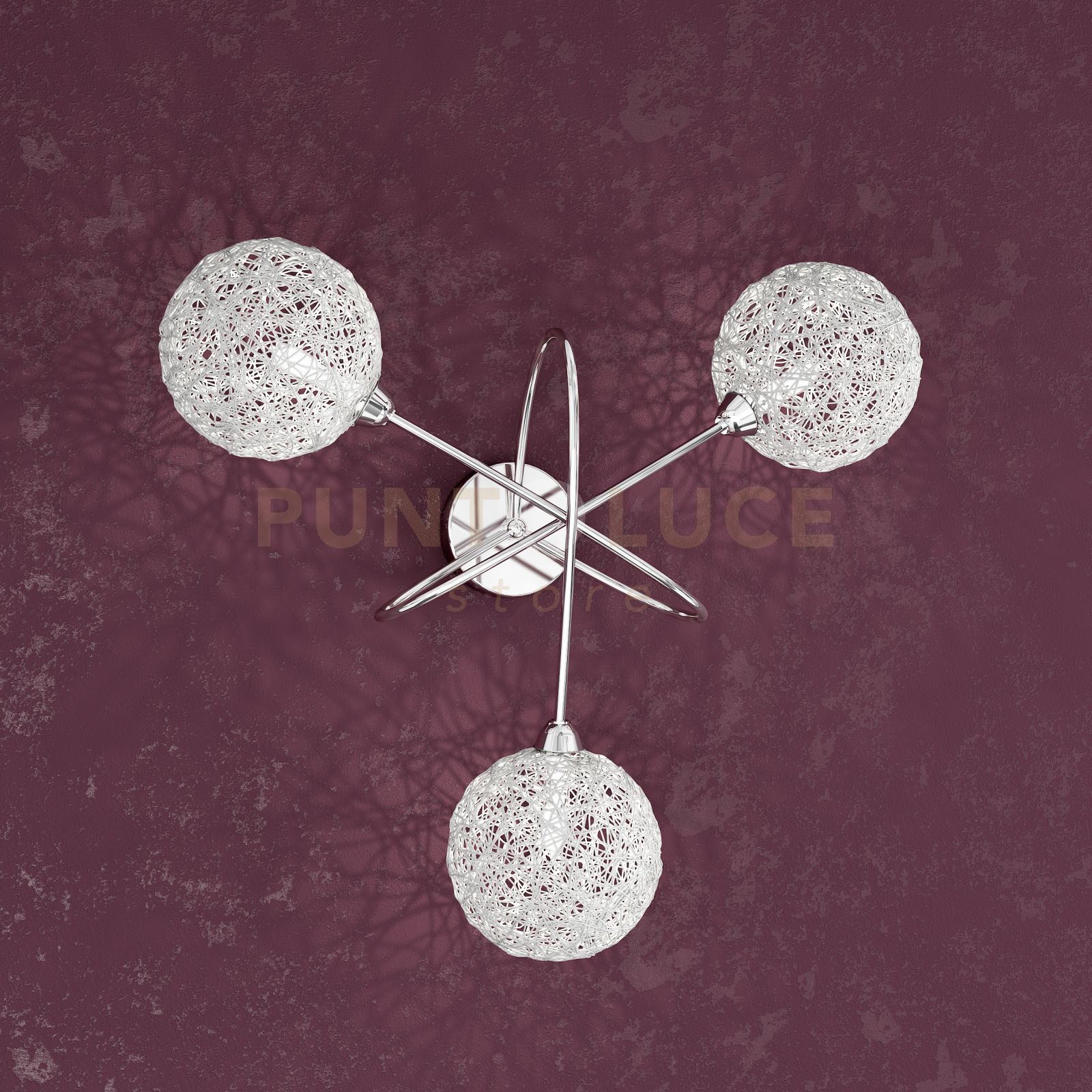 foto del prodotto willow applique 3 luci decoro gomitolo 1098-a3-go