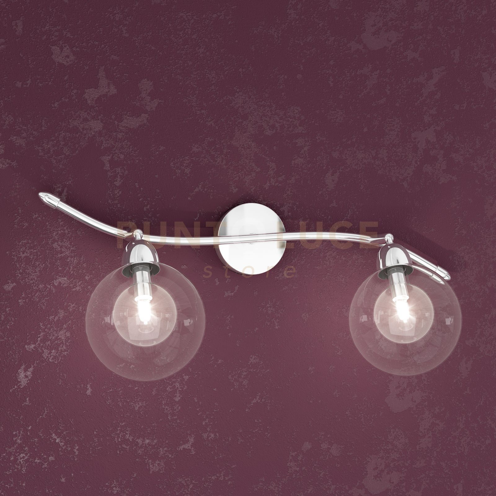 foto del prodotto willow faretto 2 luci vetro trasparente 1098 f2 tr