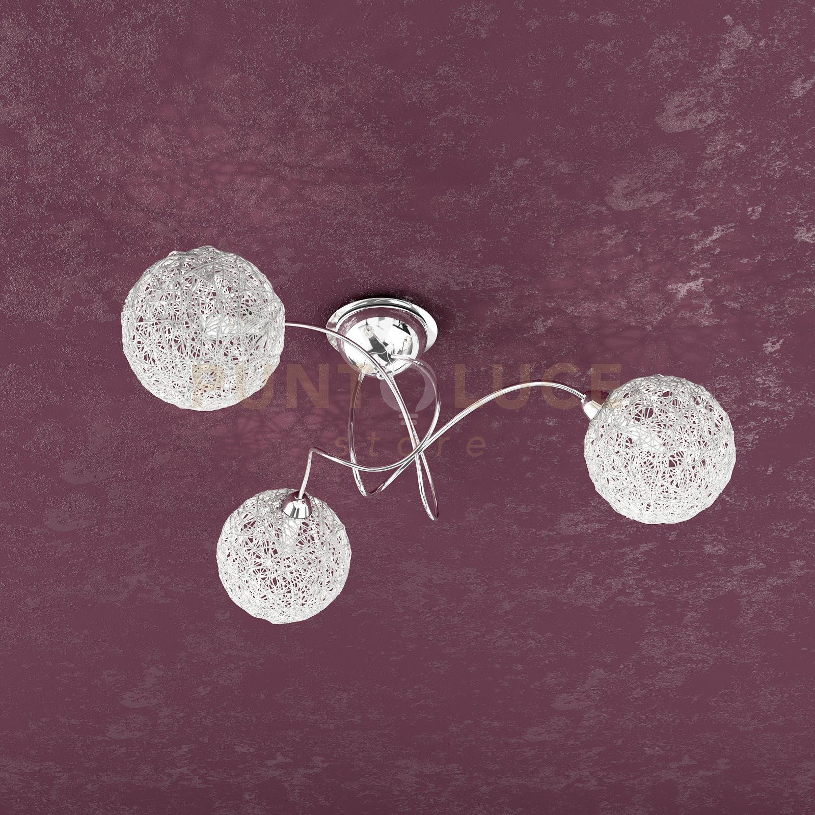 foto del prodotto willow plafoniera 3 luci decoro gomitolo 1098 pl3 go