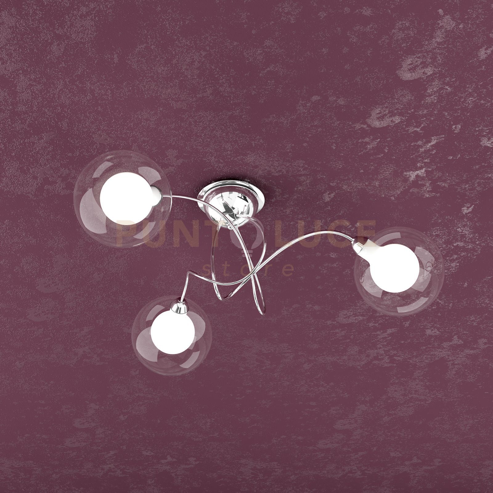 foto del prodotto willow plafoniera 3 luci vetro bianco 1098 pl3 bi