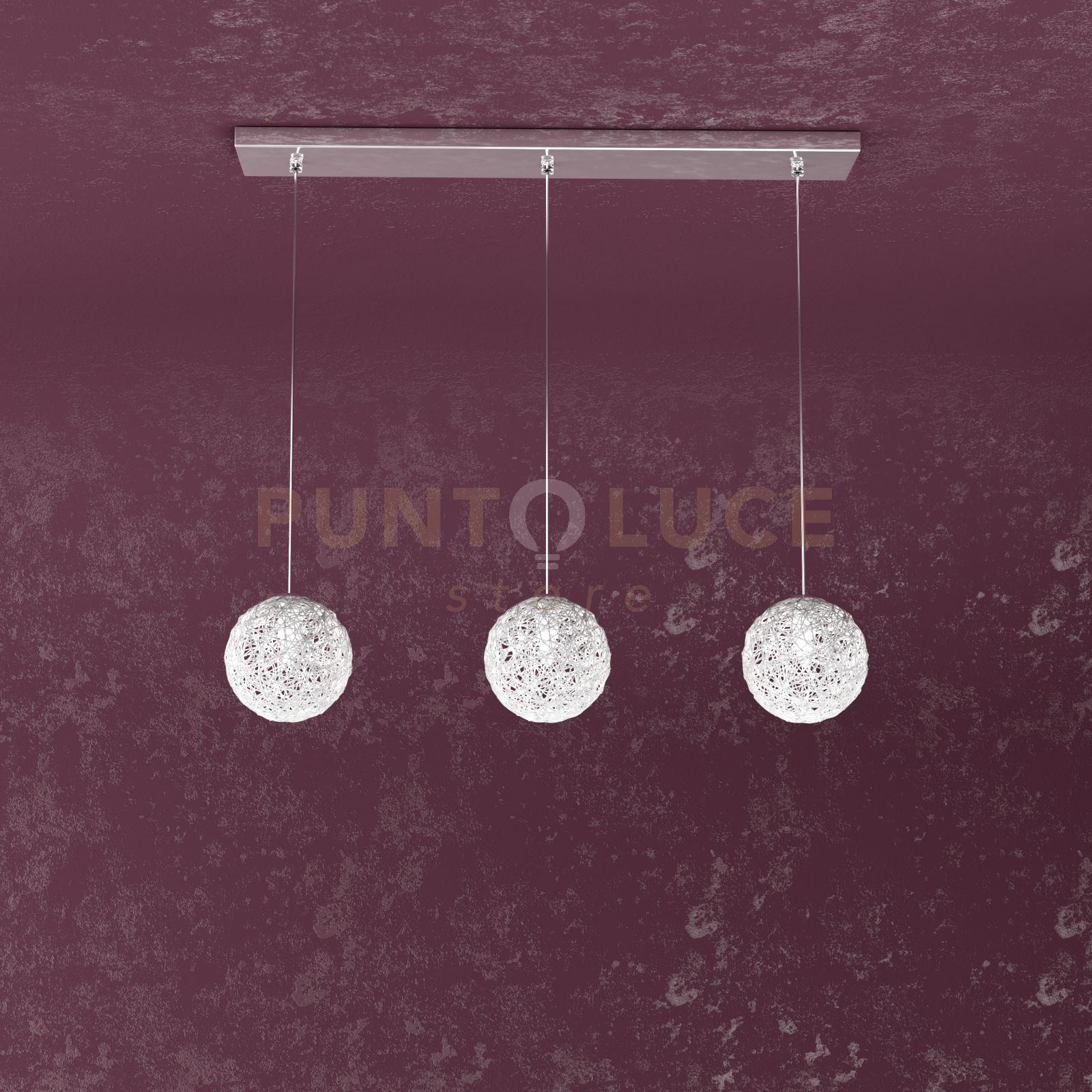 foto del prodotto willow sospensione rettangolare 3 luci decoro gomitolo 1098-s3 r-go