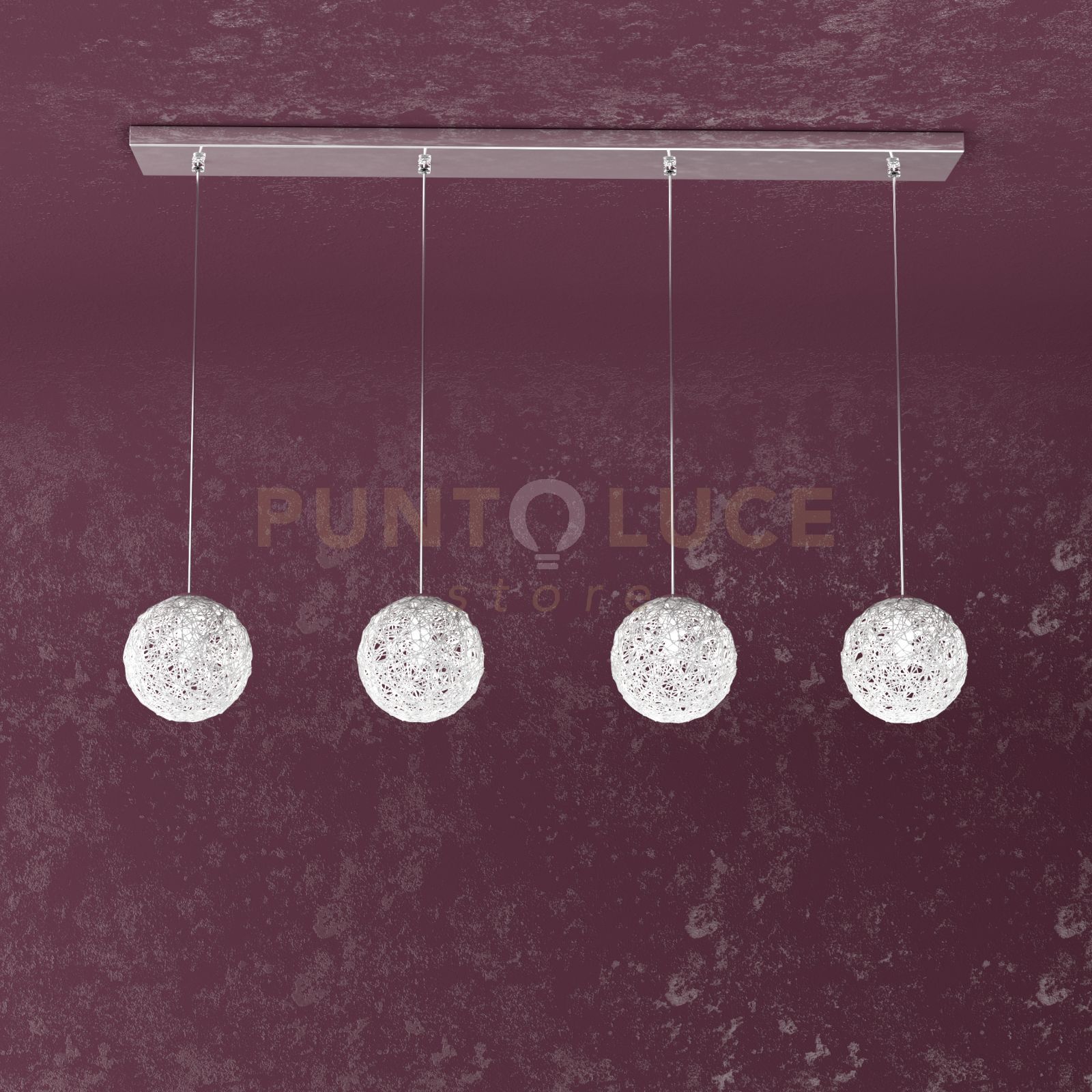 foto del prodotto willow sospensione rettangolare 4 luci decoro gomitolo 1098 s4 r go