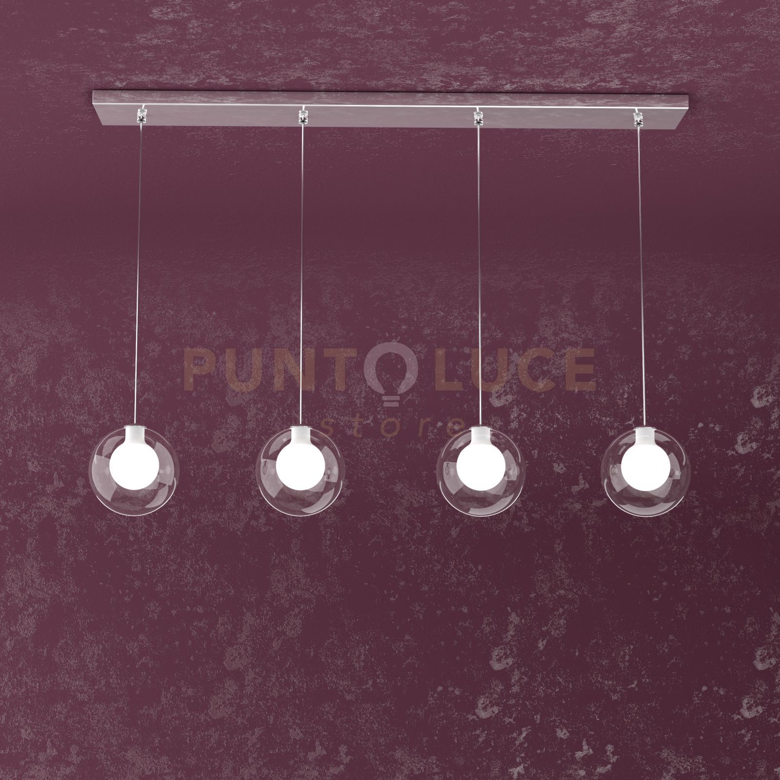 foto del prodotto willow sospensione rettangolare 4 luci vetro bianco 1098 s4 r bi