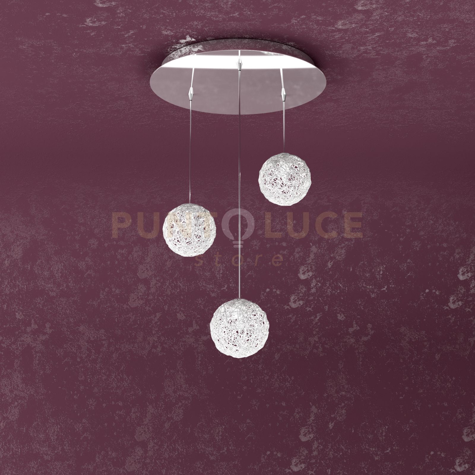 foto del prodotto willow sospensione tonda 3 luci decoro gomitolo 1098 s3 go