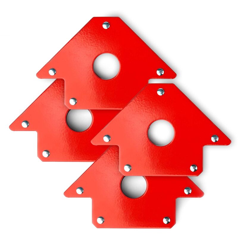 foto del prodotto wiltec 4x magnete per saldatura con forza di tenuta di 11 kg, 120 x 80 x 15 mm, angolo di saldatura a 45 , 90 e 135 , tiene uniti i pezzi da