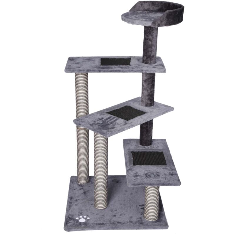 foto del prodotto wiltec albero tiragraffi 100 cm sisal grigio 3 superfici per sdraiarsi 1 piattaforma panoramica