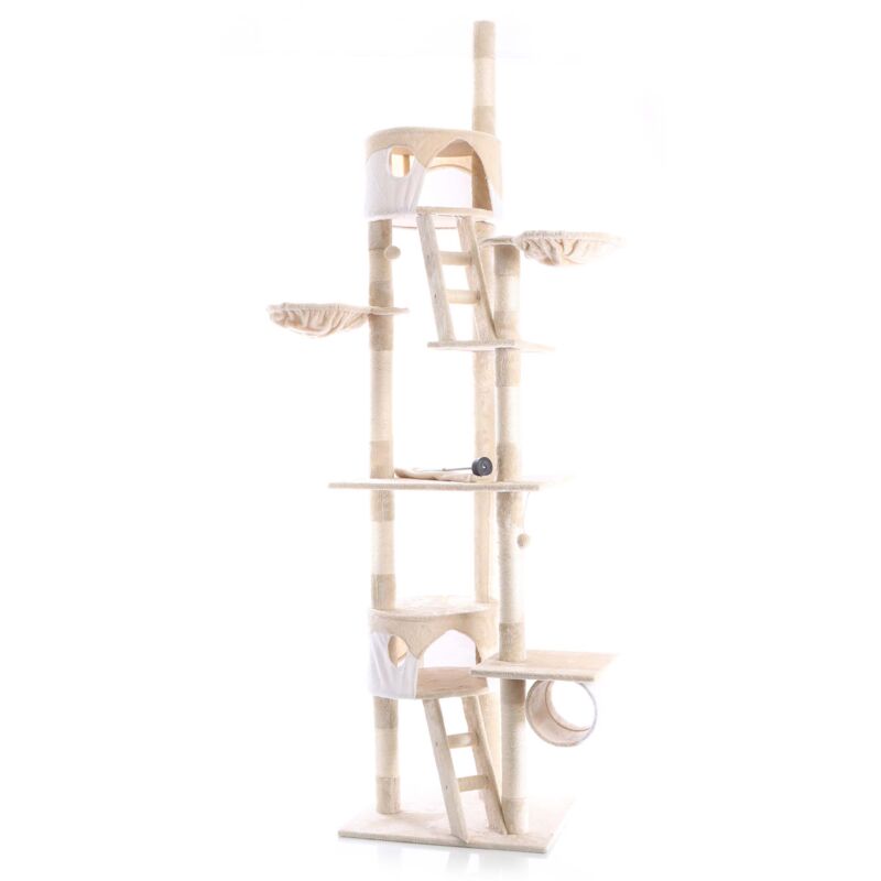 foto del prodotto wiltec albero tiragraffi 240 260 cm beige bianco modello a soffitto sisal con nicchie e amache