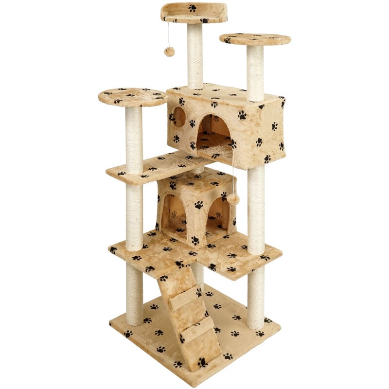 foto del prodotto wiltec albero tiragraffi per gatti beige con zampe 130 cm albero per arrampicarsi tiragraffi gatto