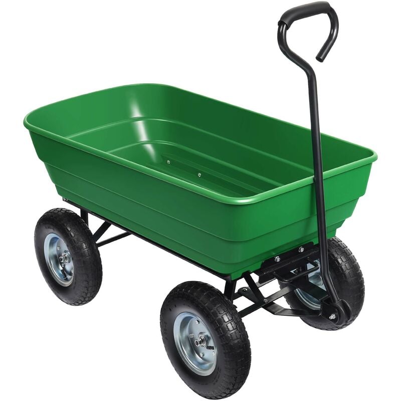 foto del prodotto wiltec carrello da giardino ribaltabile, capacit 125 l, portata max 350 kg, carretto a mano carriola