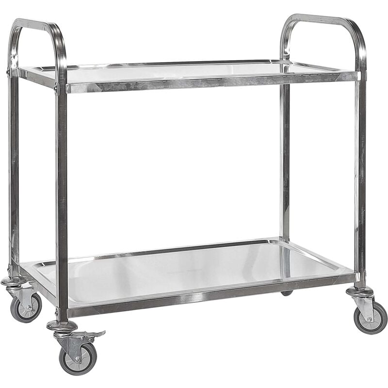 foto del prodotto wiltec carrello portavivande in acciaio inox 2 ripiani freni max 150kg carrello da cucina