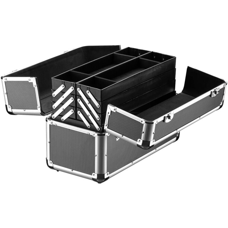 foto del prodotto wiltec cassetta attrezzi vuota in alluminio con 2 chiavi, valigetta universale per attrezzi 45 x 32 x 22,5 cm, hobby, lavoro, cassetta