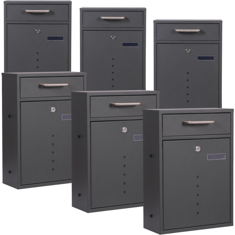 foto del prodotto wiltec - cassetta delle lettere 2x3 v51 antracite cassetta postale a muro con serrature e finestre