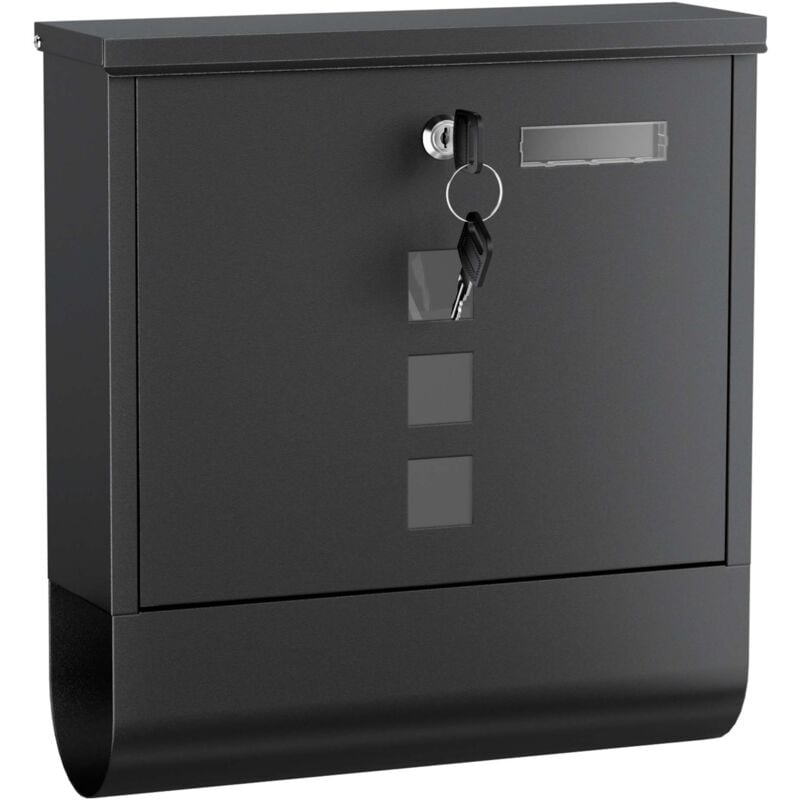 foto del prodotto wiltec cassetta postale con vano portagiornale, nero 305 x 95 x 335 mm con vetrino nome
