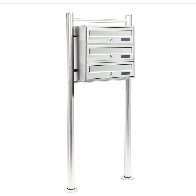 foto del prodotto wiltec cassetta postale condominiale autoportante 3 posti, acciaio inox, 1 modulo, 556 x 270 x 1200 mm