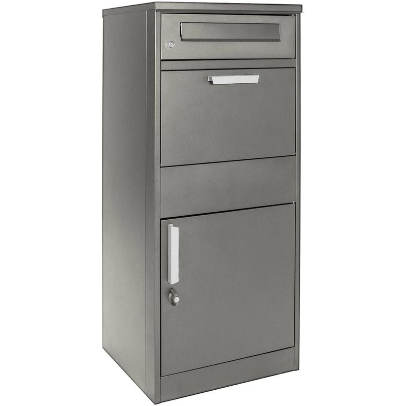 foto del prodotto wiltec cassetta postale per pacchi grigia 50x37x112cm portapacchi con serratura