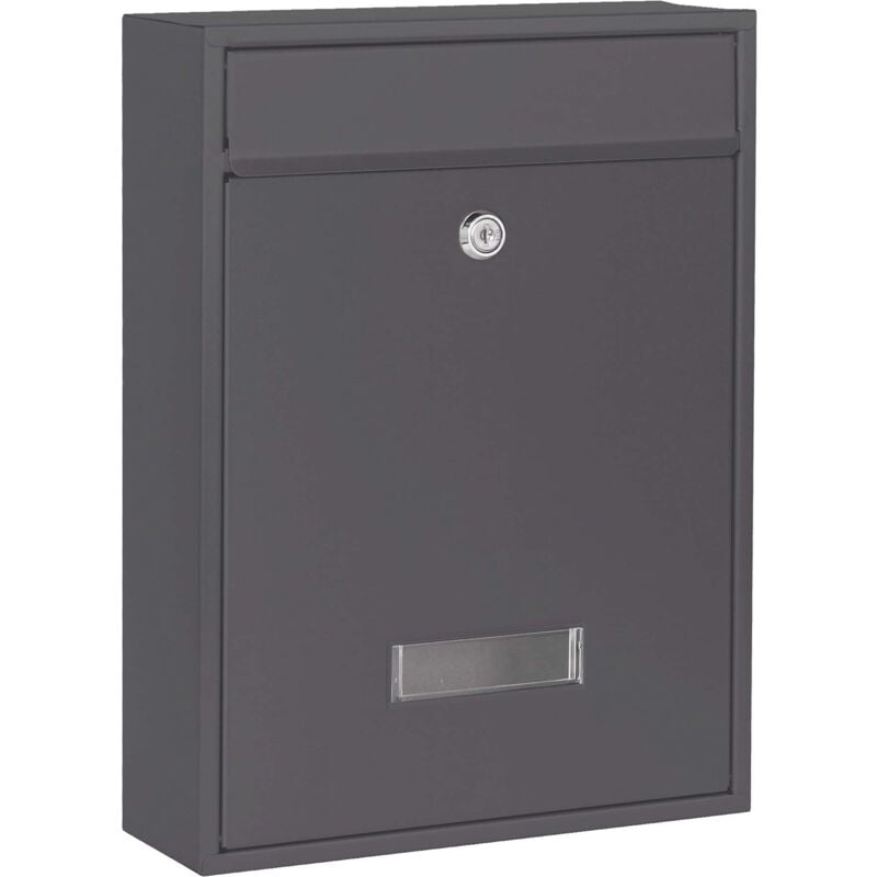 foto del prodotto wiltec cassetta postale singola v10, verniciatura a polvere antracite, con vetrino portanome