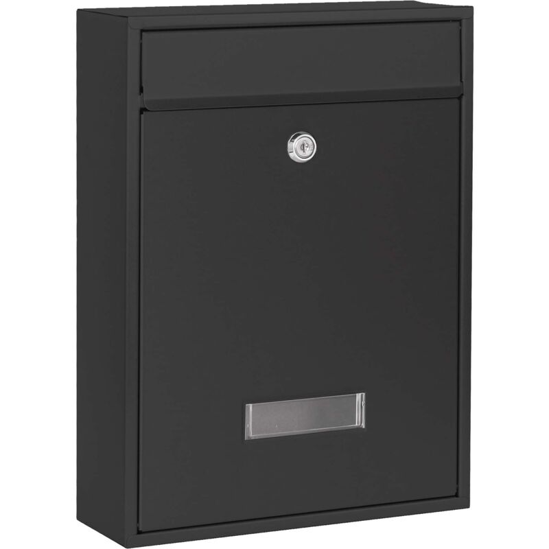 foto del prodotto wiltec cassetta postale singola v10, verniciatura a polvere nera, con vetrino portanome