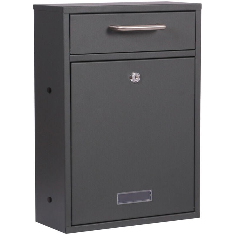 foto del prodotto wiltec cassetta postale singola v52 antracite, a parete o autoportante, con vetrino portanome