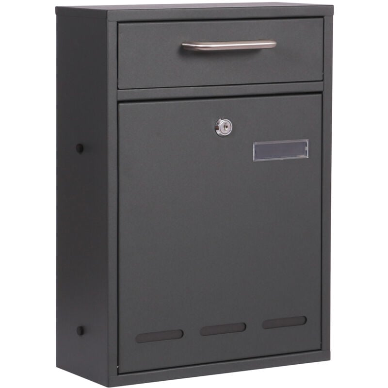 foto del prodotto wiltec cassetta postale singola v53 antracite, a parete o autoportante, con finestrelle e vetrino nome
