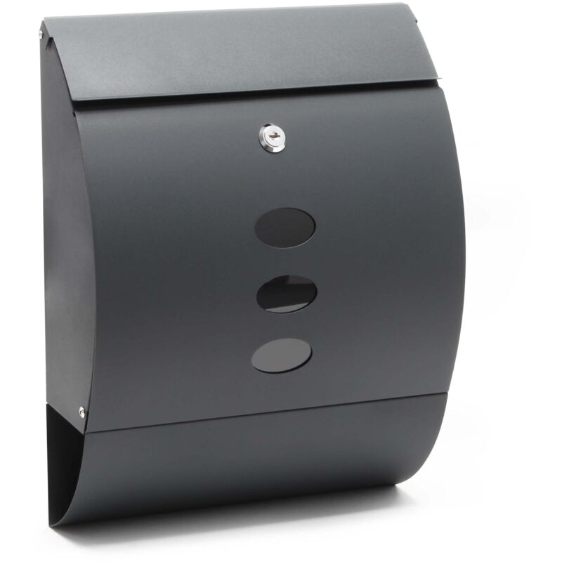 foto del prodotto wiltec - cassetta postale v18 con vano portagiornale, verniciata a polvere antracite