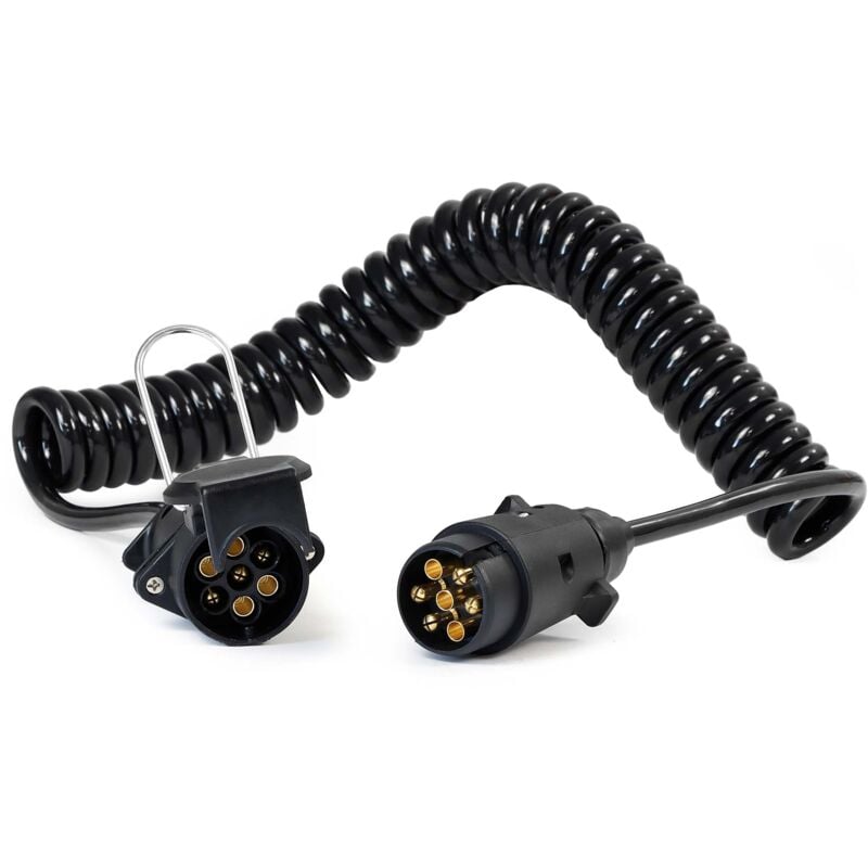 foto del prodotto wiltec cavo a spirale 3 m con spina e presa a 7 poli, in pvc impermeabile, per rimorchi roulotte caravan