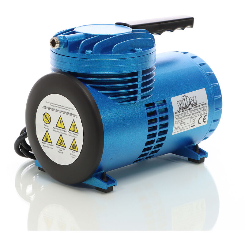 foto del prodotto wiltec compressore per aerografo as06 con membrana, silenzioso e oil free 3,5 bar