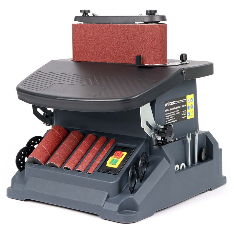 foto del prodotto wiltec levigatrice a mandrino oscillante 500 w, 2000 min, funzionamento a rullo e a nastro, con 5 bussole, smerigliatrice