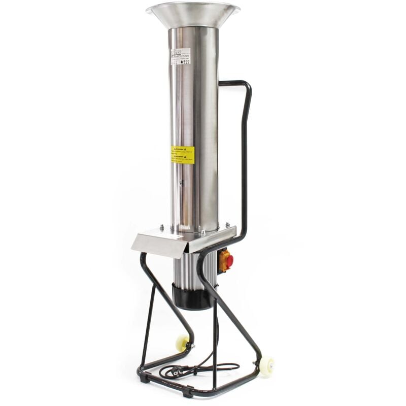foto del prodotto wiltec macina frutta in acciaio 1100w 1,5 cv 2800 giri min max 1000kg h mulino per frutta con ruote