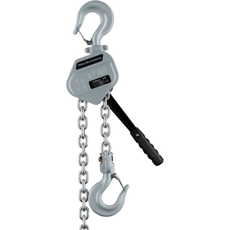 foto del prodotto wiltec mini paranco a catena manuale vm3 fino a 3 t, altezza di sollevamento di 1,5 m, in alluminio, per il sollevamento di carichi pesanti