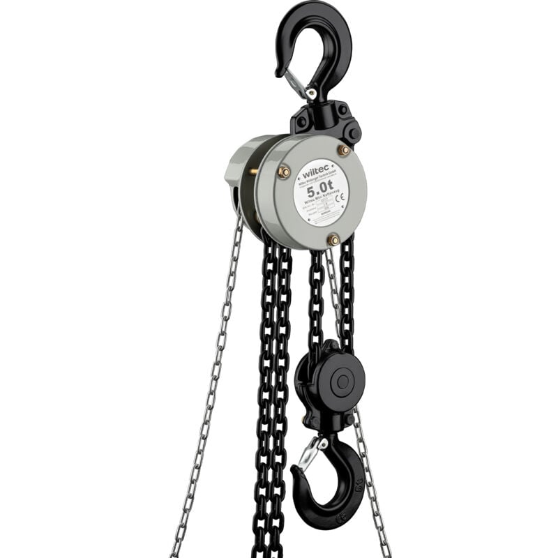 foto del prodotto wiltec mini paranco a catena manuale vsk 5, capacit di carico 5 t, altezza di sollevamento 3 m, per sollevare e abbassare carichi pesanti in